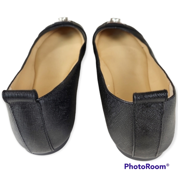 Michael Kors Hamilton black leather rounded toe ballet flats size 8.5M - Picture 4 of 16